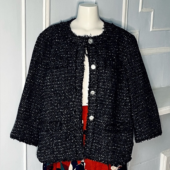 Michael Kors Tweed Blazer 2XL / 16 Charcoal wool.blend - Picture 7 of 14